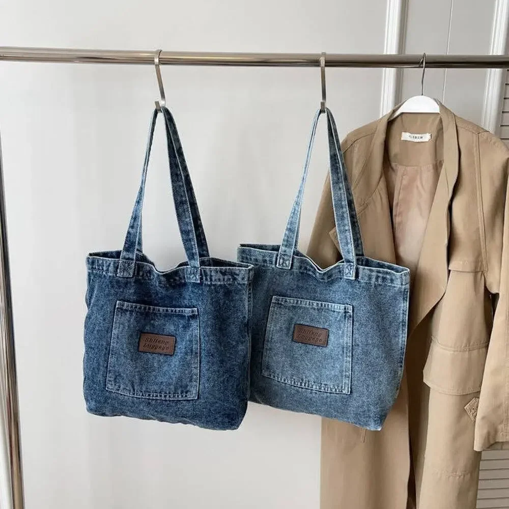 Light Blue Washed Denim Shoulder Bag